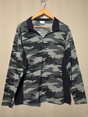 Columbia Men's Quarter-Zip Fleece Pullover - Black & Gray Camo